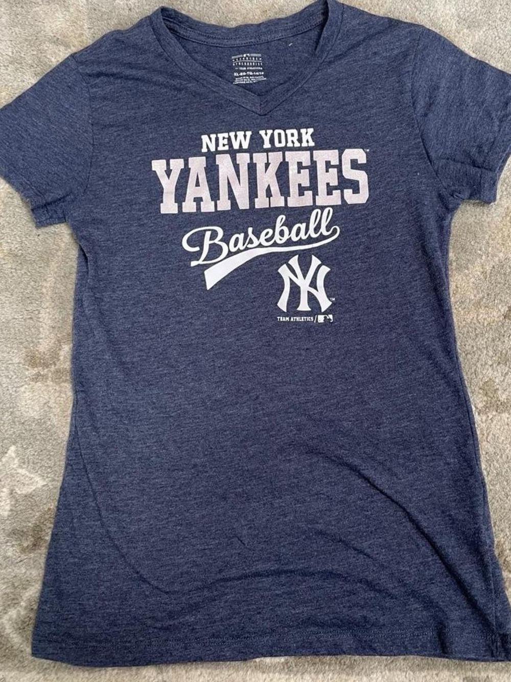 Girls New York Yankees Navy Blue Baseball T-Shirt